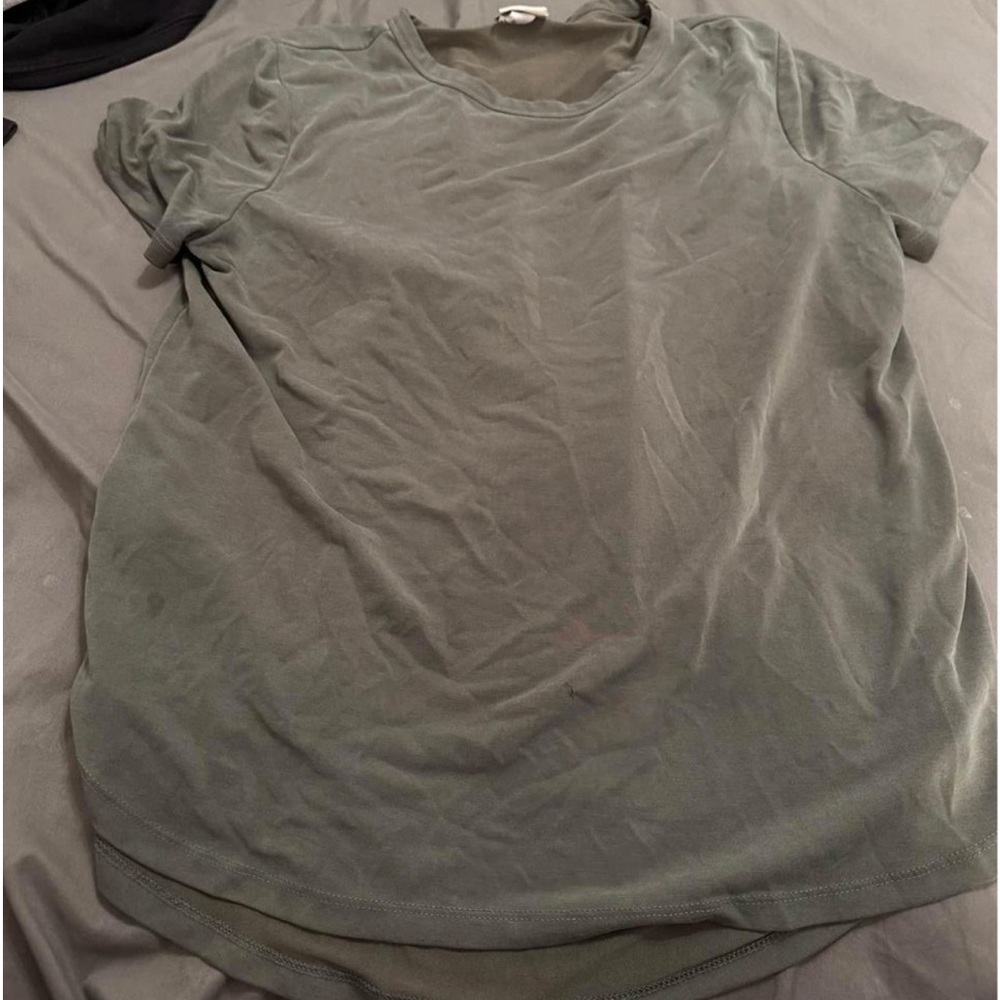 green silky tshirt